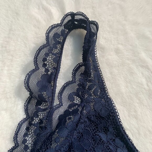 Lucky Brand Navy Blue Lace Bralette Size L Lightly Padded - Picture 6 of 10